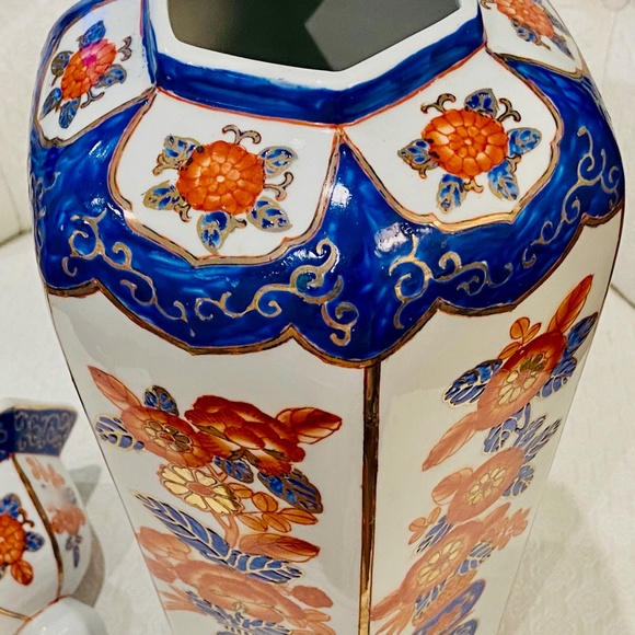 MR19-LARGE Vintage Chinoiserie Imari Style Ginger/Temple Jar - Picture 8 of 9